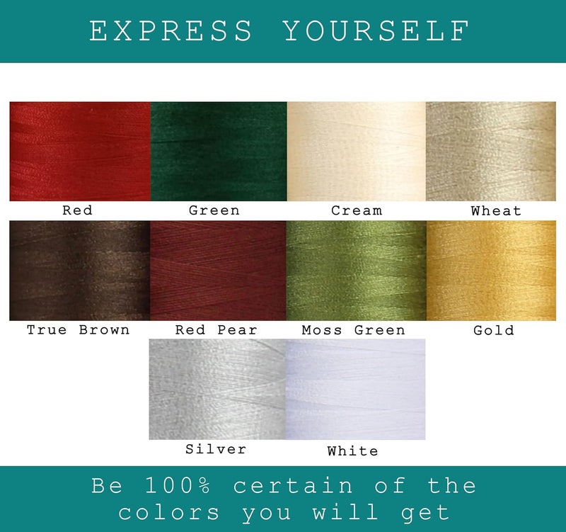 BlesSew Sewing Threads - 10 Large Spools of Polyester Thread for Hand, Quilting & Sewing Machine - Christmas and Festive Shades Colors - 1000 Yards Per Spool - Image 3